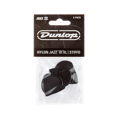 Jim Dunlop 47PXLS Nylon Jazz III XL Guitar Picks, Black Stiffo, 6-Pack