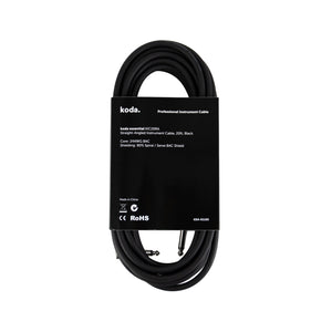 koda essential KIC20RA Straight-Angled Instrument Cable, 20ft, Black