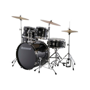 Ludwig LC16511 Accent Drive 5-Piece Drums Set w/Hardware+Throne+Cymbal, Black Cortex
