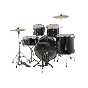 Ludwig LC16511 Accent Drive 5-Piece Drums Set w/Hardware+Throne+Cymbal, Black Cortex