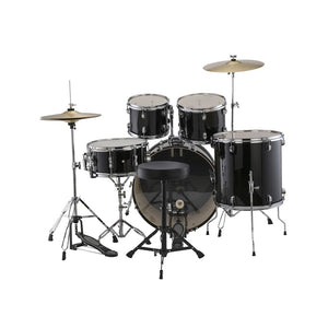 Ludwig LC19511 Accent Drive 5-Piece Drums Set w/Hardware+Throne+Cymbal, Black Sparkle