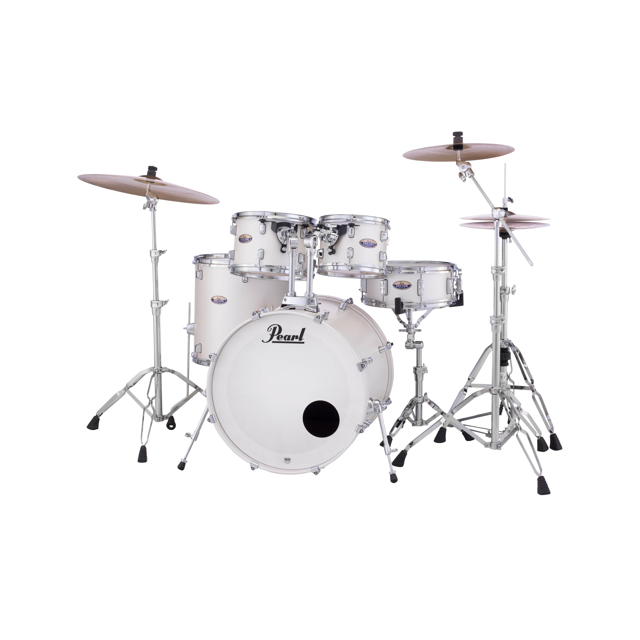 Pearl DMP925SPC-229 Decade Maple 5-Pcs Shell Pack (2218B/1007T/1208T/1414F/1455S), White Satin Pearl