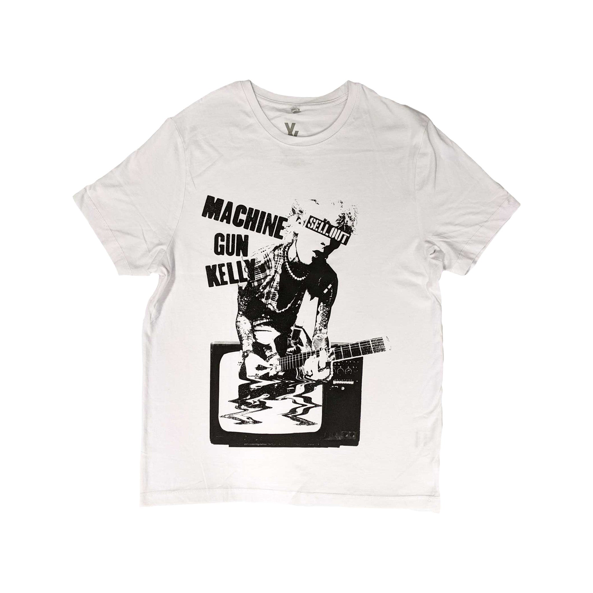 Rockoff Machine Gun Kelly Unisex T-Shirt: TV Warp, White