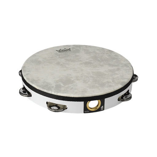 Remo TA-5110-00 10inch Fiberskyn Tambourine, Single-Row Jingles, Quadura White