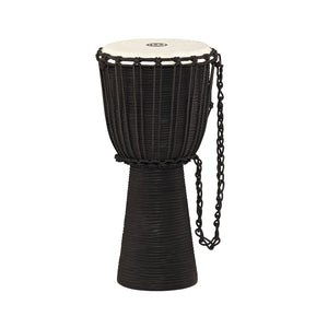 MEINL Percussion HDJ3-M 10inch Rope Tuned Headliner Series Wood Djembe, Black River Series