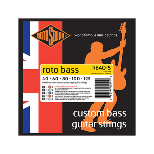 Rotosound RB40.5 Roto Bass 5 String Nickel Bass Guitar Strings Set, 40-125