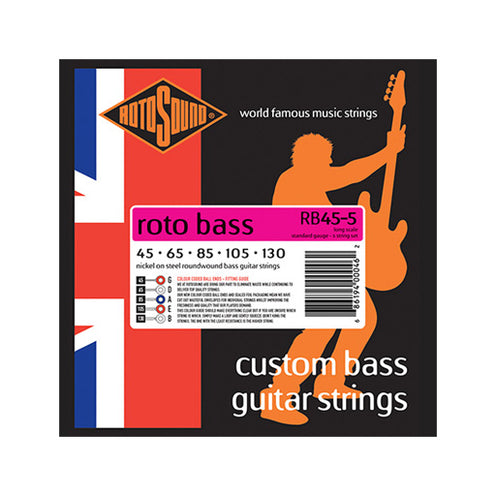 Rotosound RB45.5 Roto Bass 5 String Nickel Bass Guitar Strings Set, 45-130