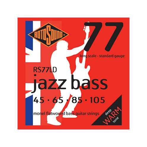 Rotosound RS77LD Jazz Bass Monel Flat Wound Bass Guitar Strings Set, 45-105