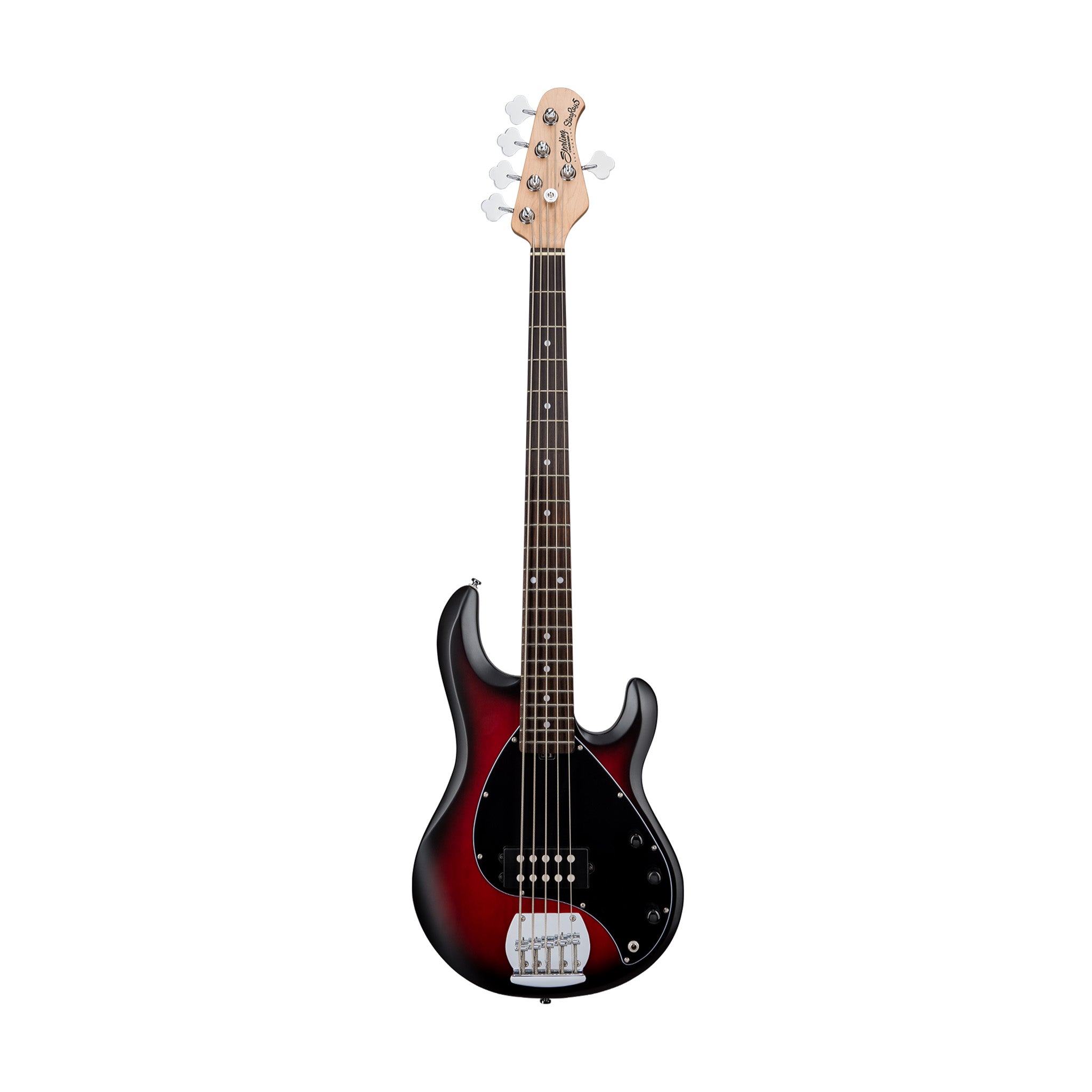 Sterling S.U.B Series RAY5 5-String Electric Bass Guitar, Ruby Red Burst Satin (RAY5-RRBS-R1)
