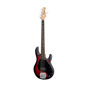 Sterling S.U.B Series RAY5 5-String Electric Bass Guitar, Ruby Red Burst Satin (RAY5-RRBS-R1)