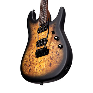Sterling by Music Man Richardson Cutlass Signature 6-String Guitar, Natural Poplar Burl Burst