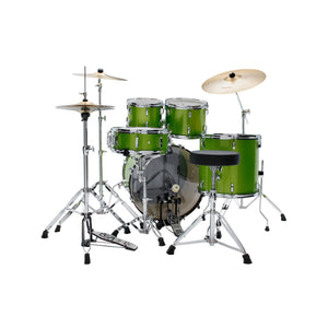 TAMA ST52H6C-LGS Stagestar 5-Piece Drum Kit w/ Hardware+Throne+Cymbals, Lime Green Sparkle