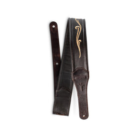 Taylor Spring Vine Embroidered Leather Guitar Strap, Chocolate Brown