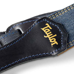 Taylor Blue Denim 2" Guitar Strap, Gold Logo