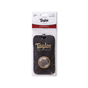 Taylor Leather Luggage Tag w/Concho, Chocolate Brown w/Gold Logo
